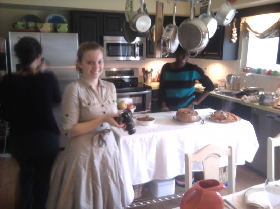 Kitchen Cheer My niece and her friend, in the kitchen.